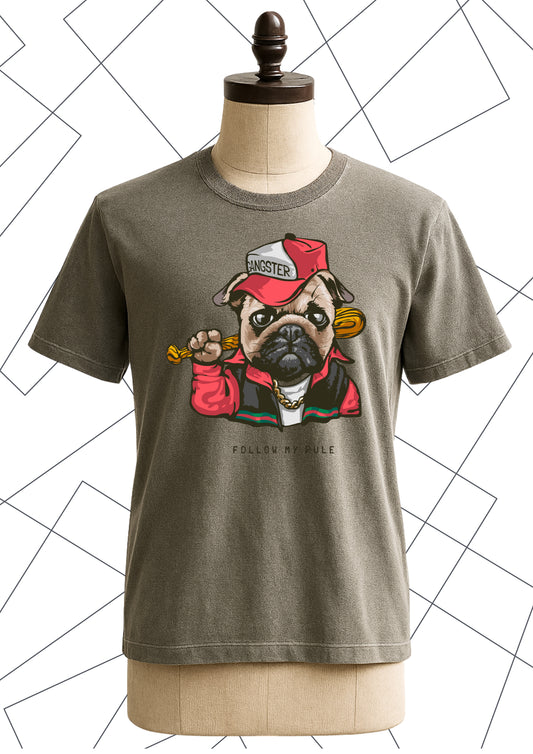 Gangster Pug Tee – "Follow My Rule"