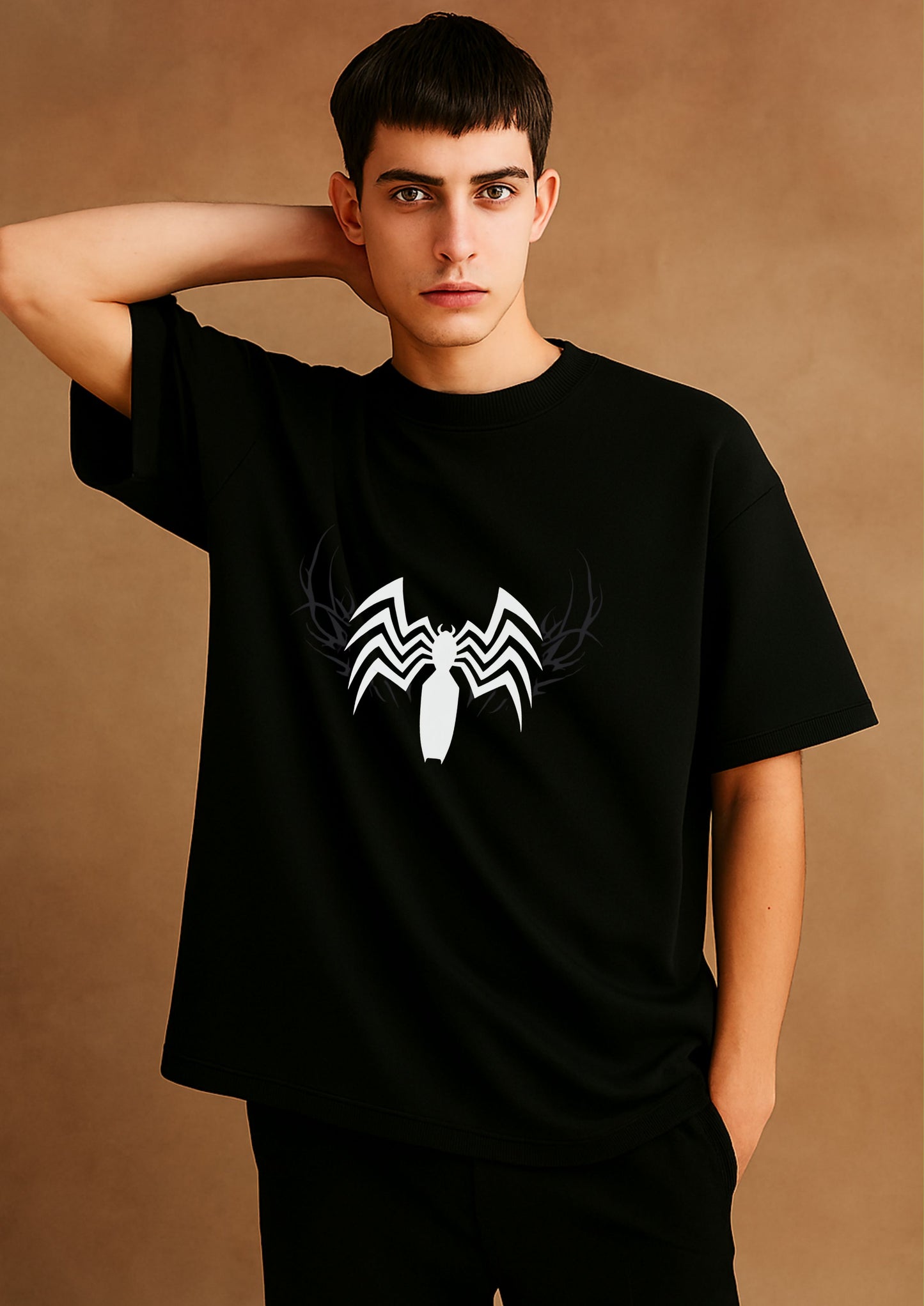 Tribal Spider Emblem – Oversized Tee