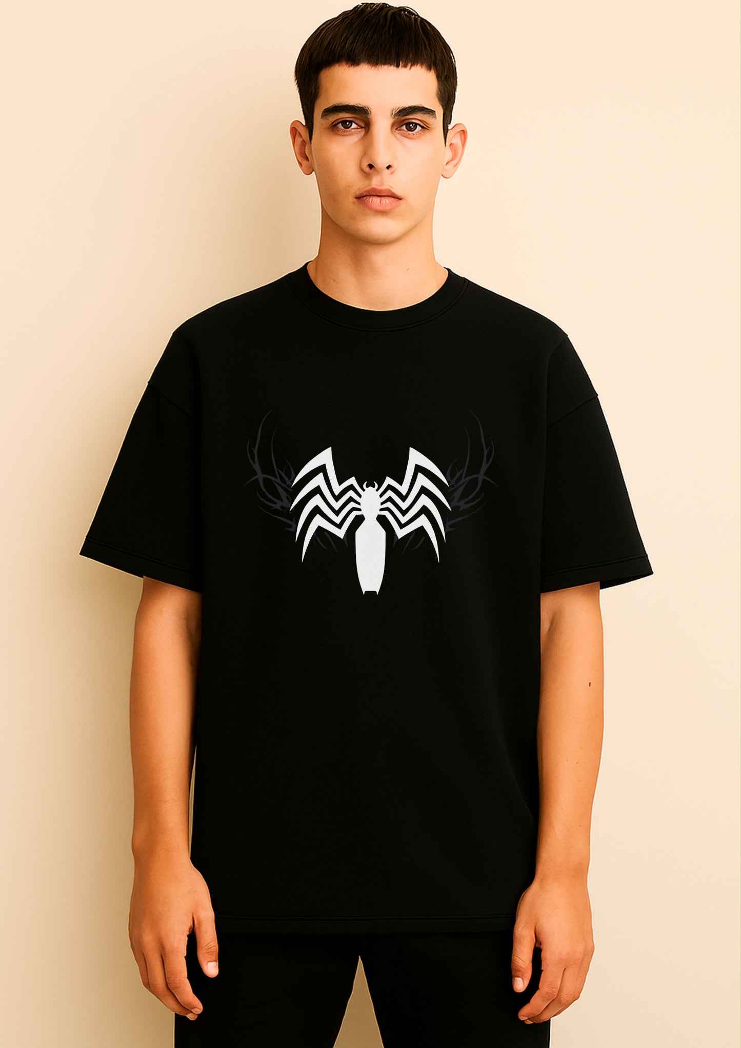 Tribal Spider Emblem – Oversized Tee
