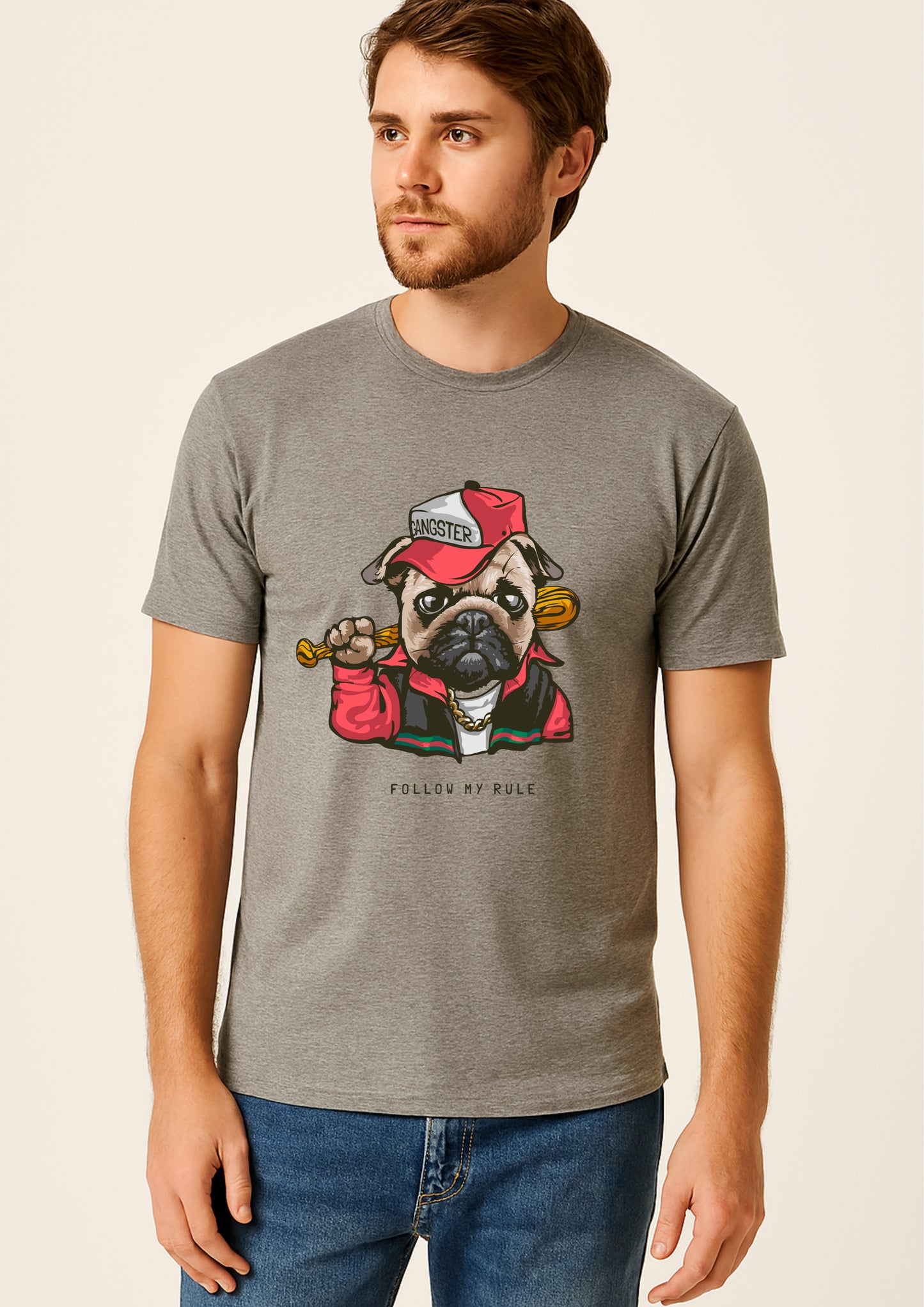 Gangster Pug Tee – "Follow My Rule"