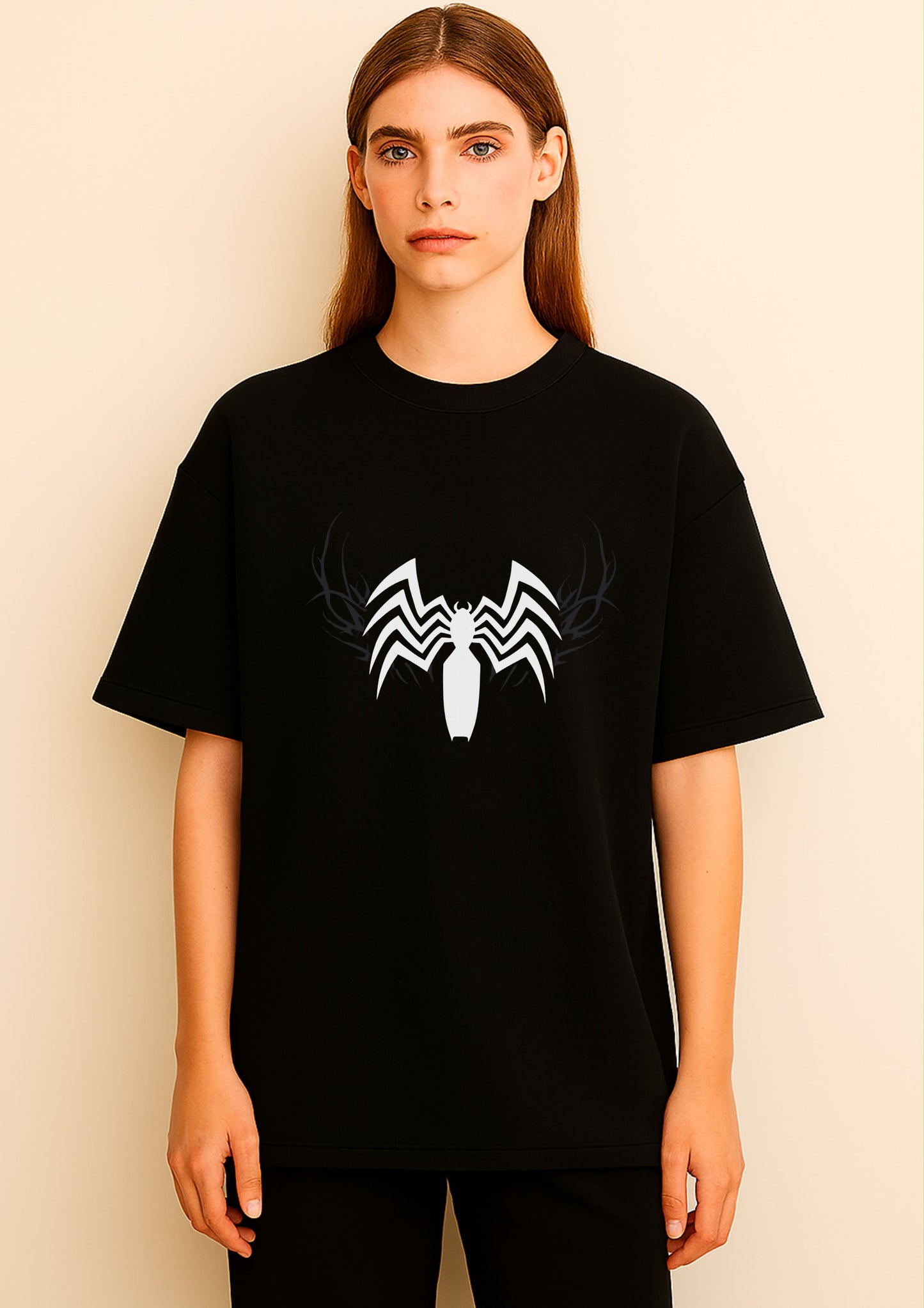 Tribal Spider Emblem – Oversized Tee